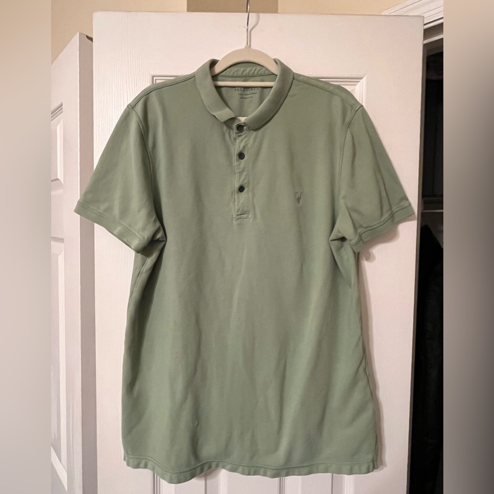 All Saints Sage Green Polo Shirt